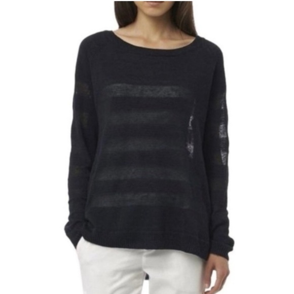 Vince S Navy Linen Knit Sweater - Picture 9 of 12